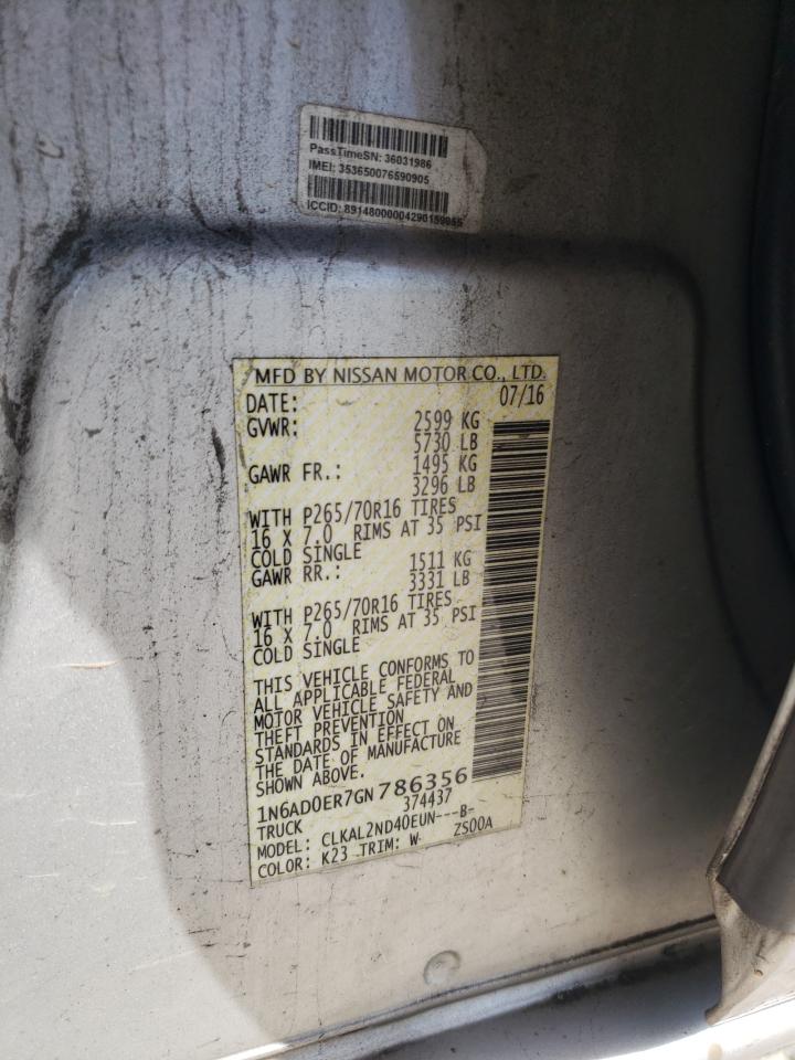 2016 Nissan Frontier S VIN: 1N6AD0ER7GN786356 Lot: 87071815