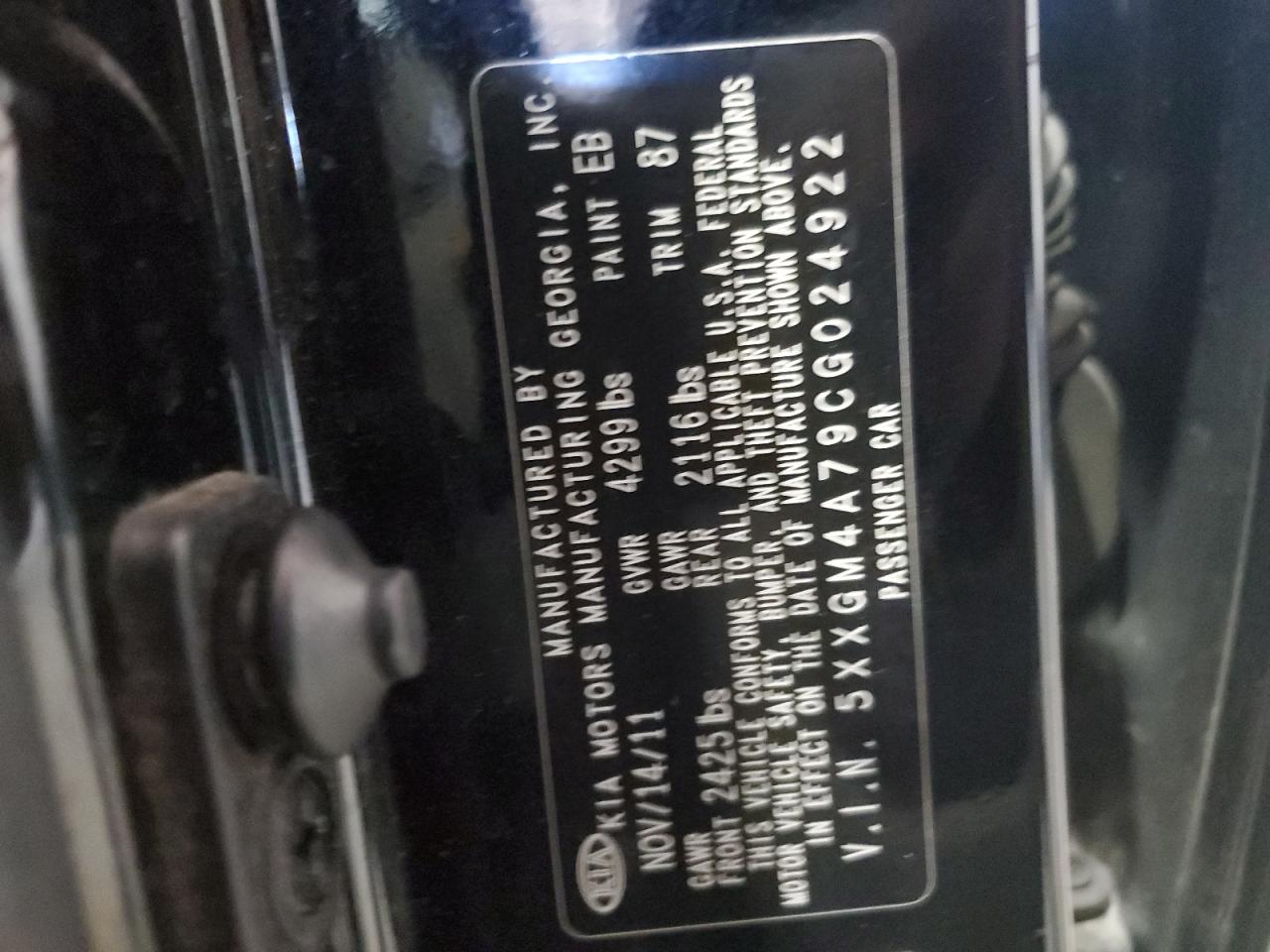 2012 Kia Optima Lx VIN: 5XXGM4A79CG024922 Lot: 89462705