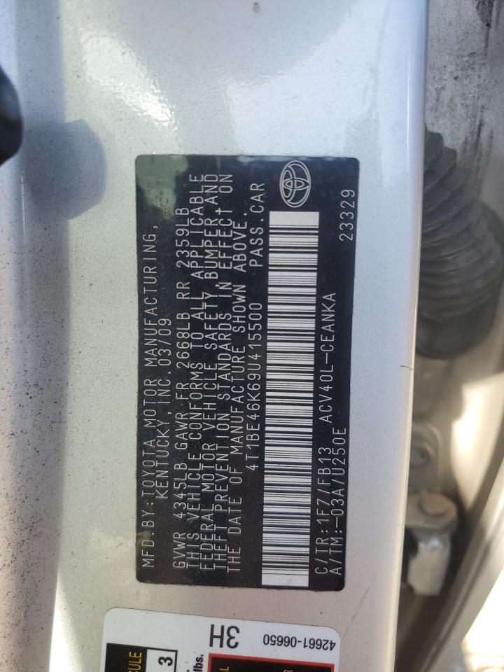 2009 Toyota Camry Base VIN: 4T1BE46K69U415500 Lot: 84794545