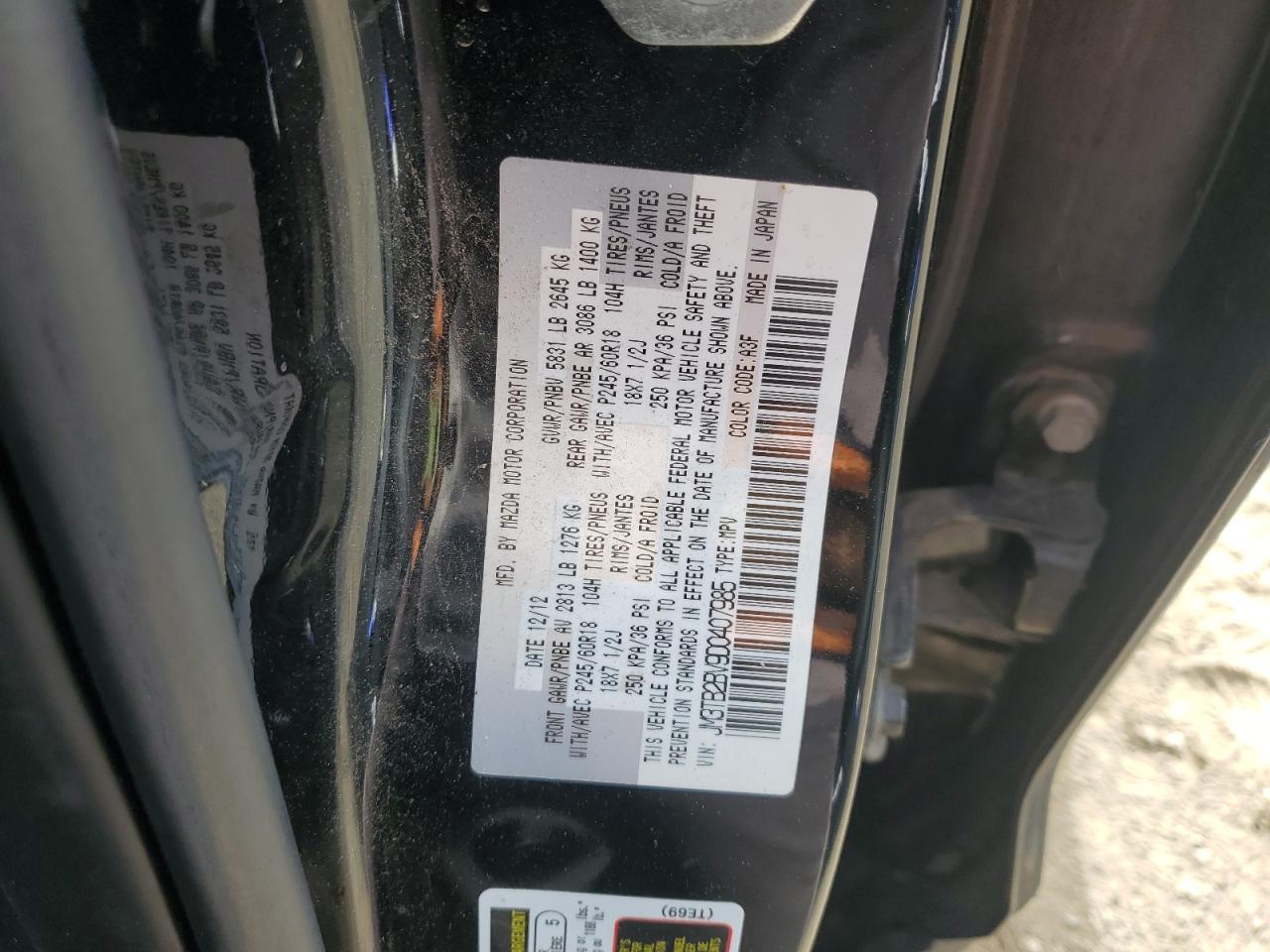 2013 Mazda Cx-9 Sport VIN: JM3TB2BV9D0407985 Lot: 86187235