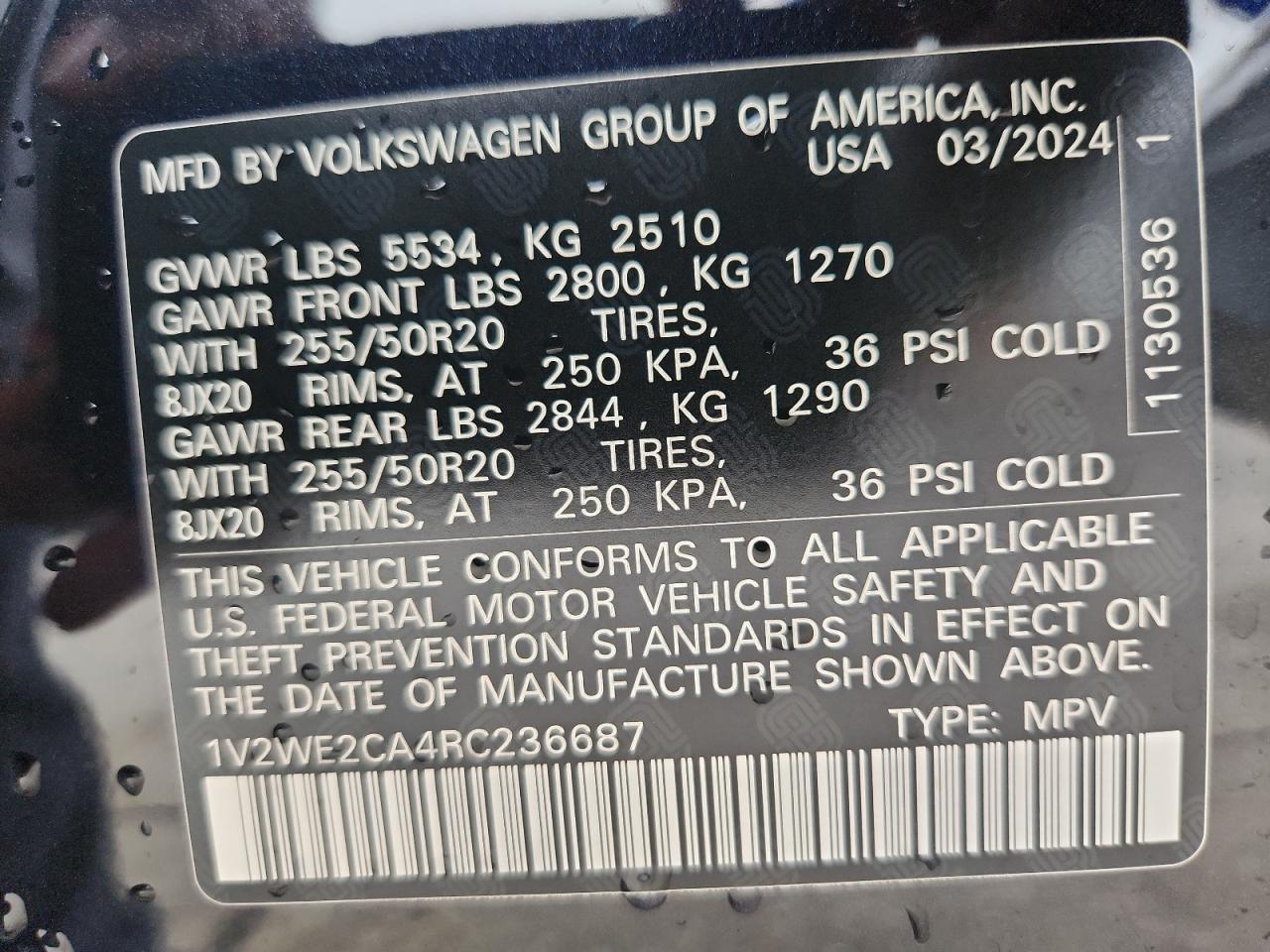 2024 Volkswagen Atlas Cross Sport Se VIN: 1V2WE2CA4RC236687 Lot: 89537215