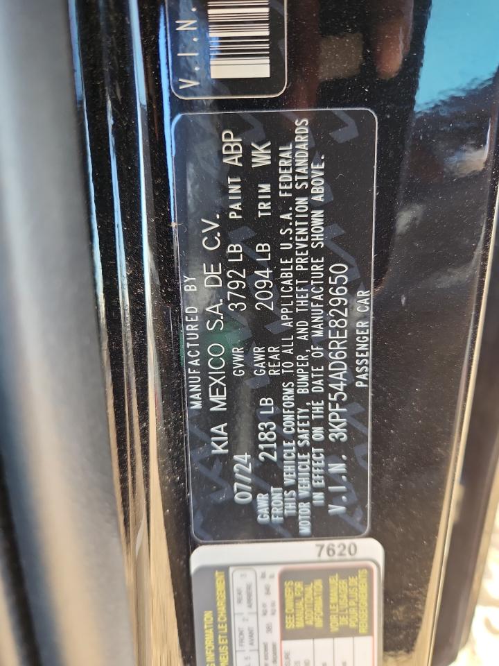 2024 Kia Forte Gt Line VIN: 3KPF54ADGRE829650 Lot: 82564985