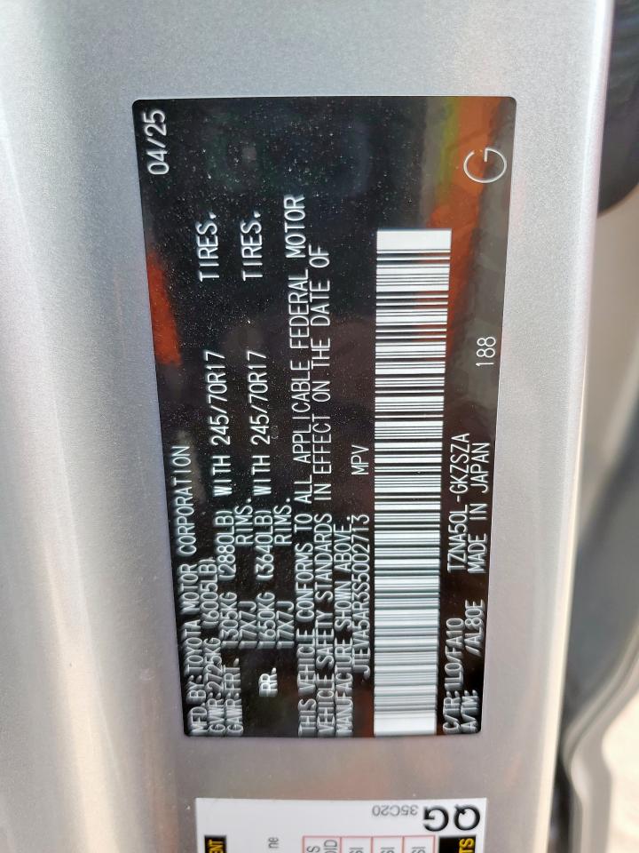 2025 Toyota 4Runner Sr5 VIN: JTEVA5AR3S5002713 Lot: 84736745