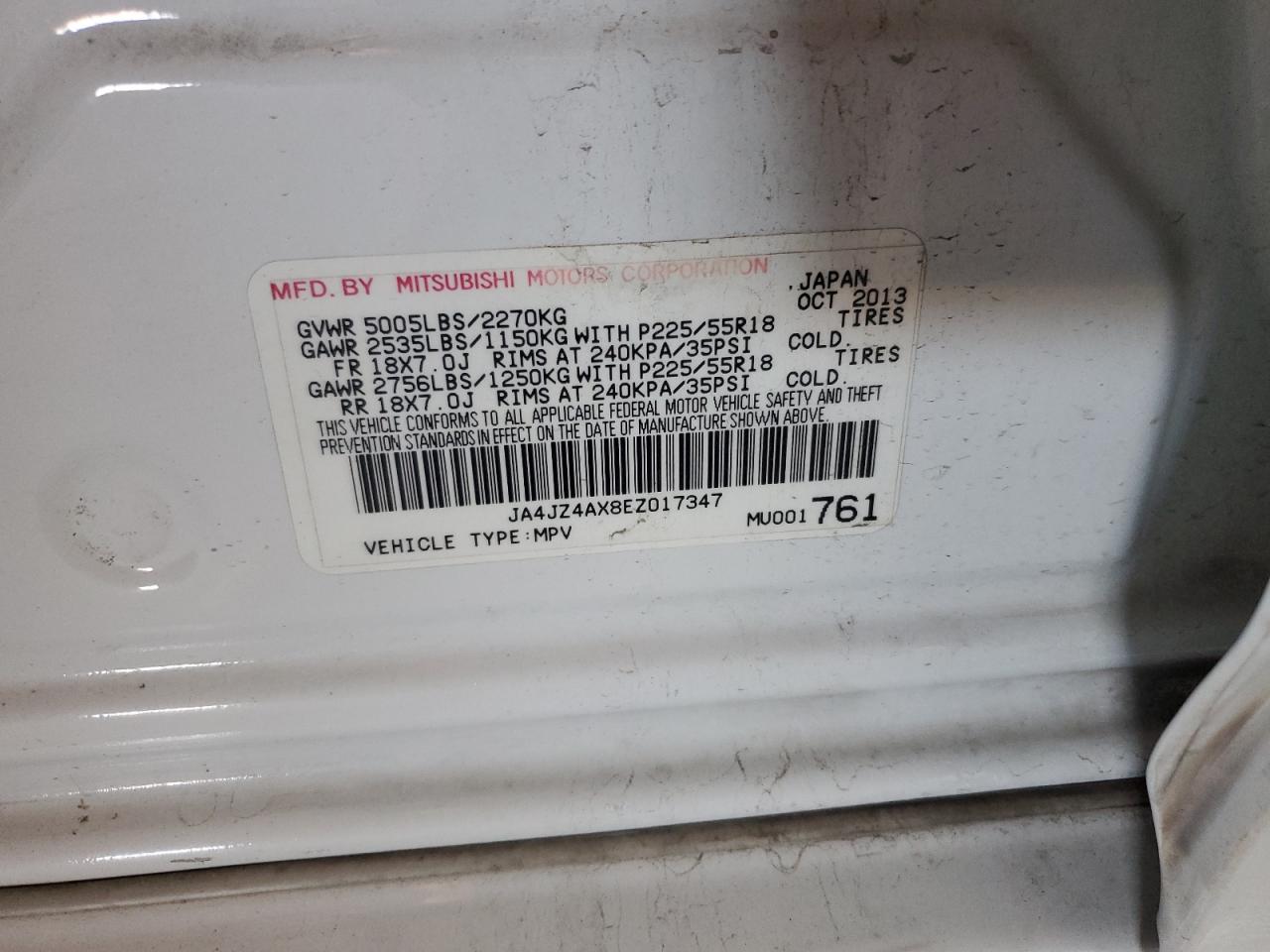 2014 Mitsubishi Outlander Gt VIN: JA4JZ4AX8EZ017347 Lot: 86409675