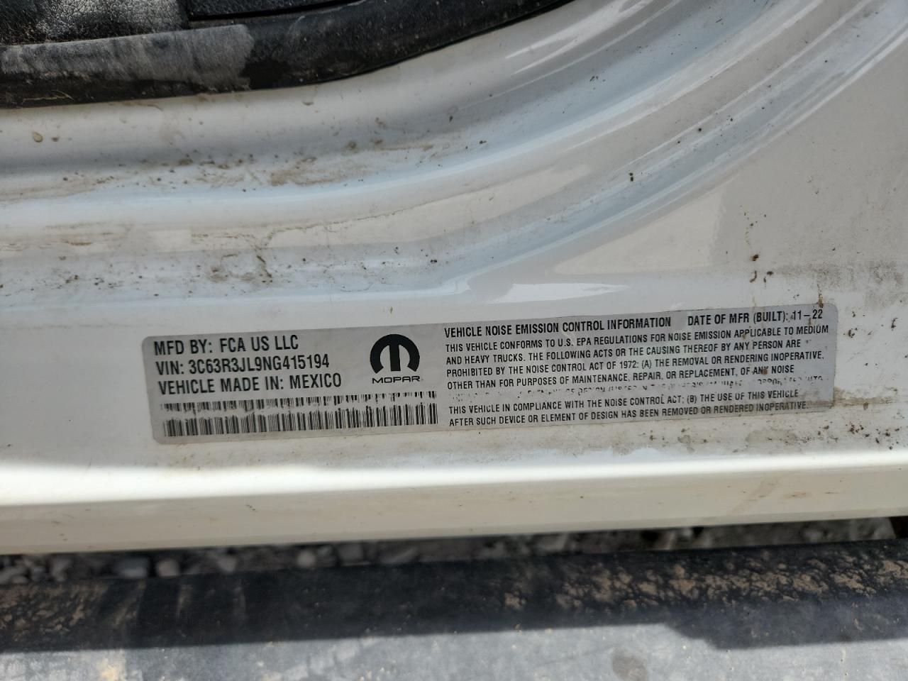 2022 Ram 3500 Laramie VIN: 3C63R3JL9NG415194 Lot: 82660215