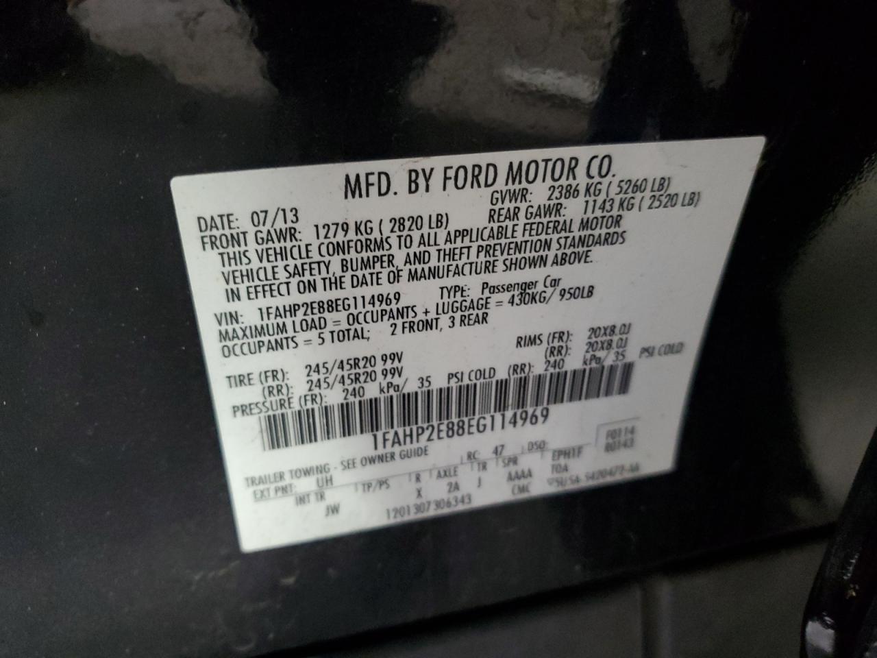 2014 Ford Taurus Sel VIN: 1FAHP2E88EG114969 Lot: 90099045