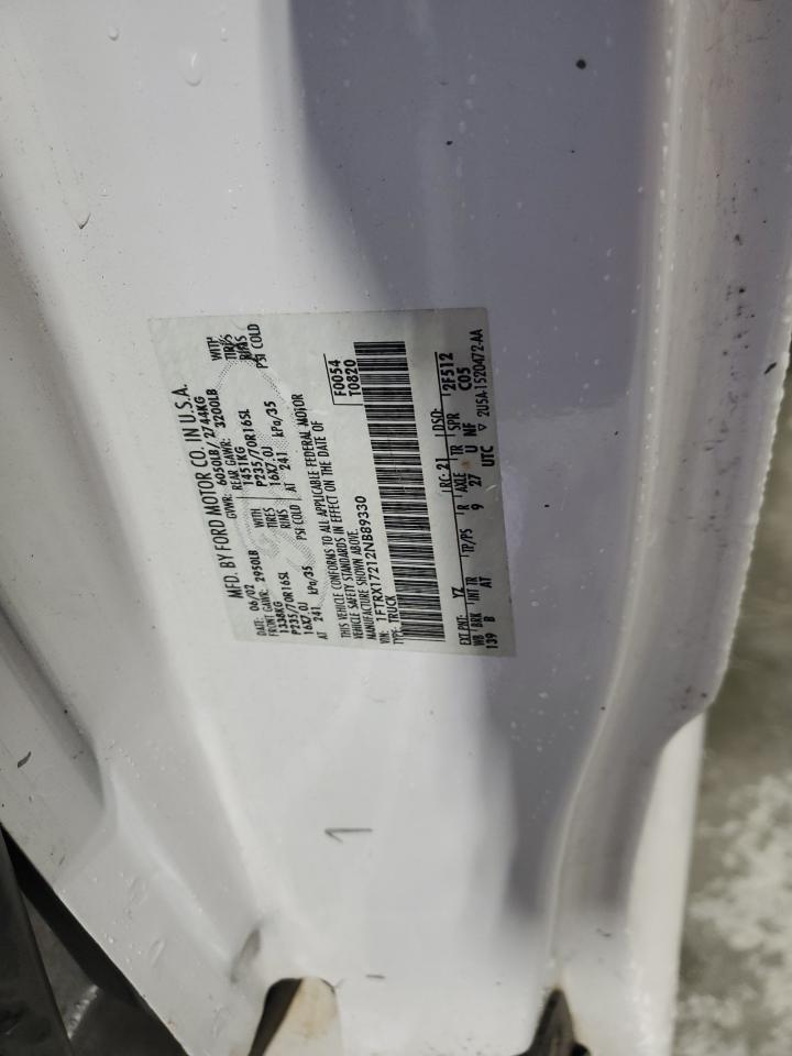 2002 Ford F150 VIN: 1FTRX17212NB89330 Lot: 90222035