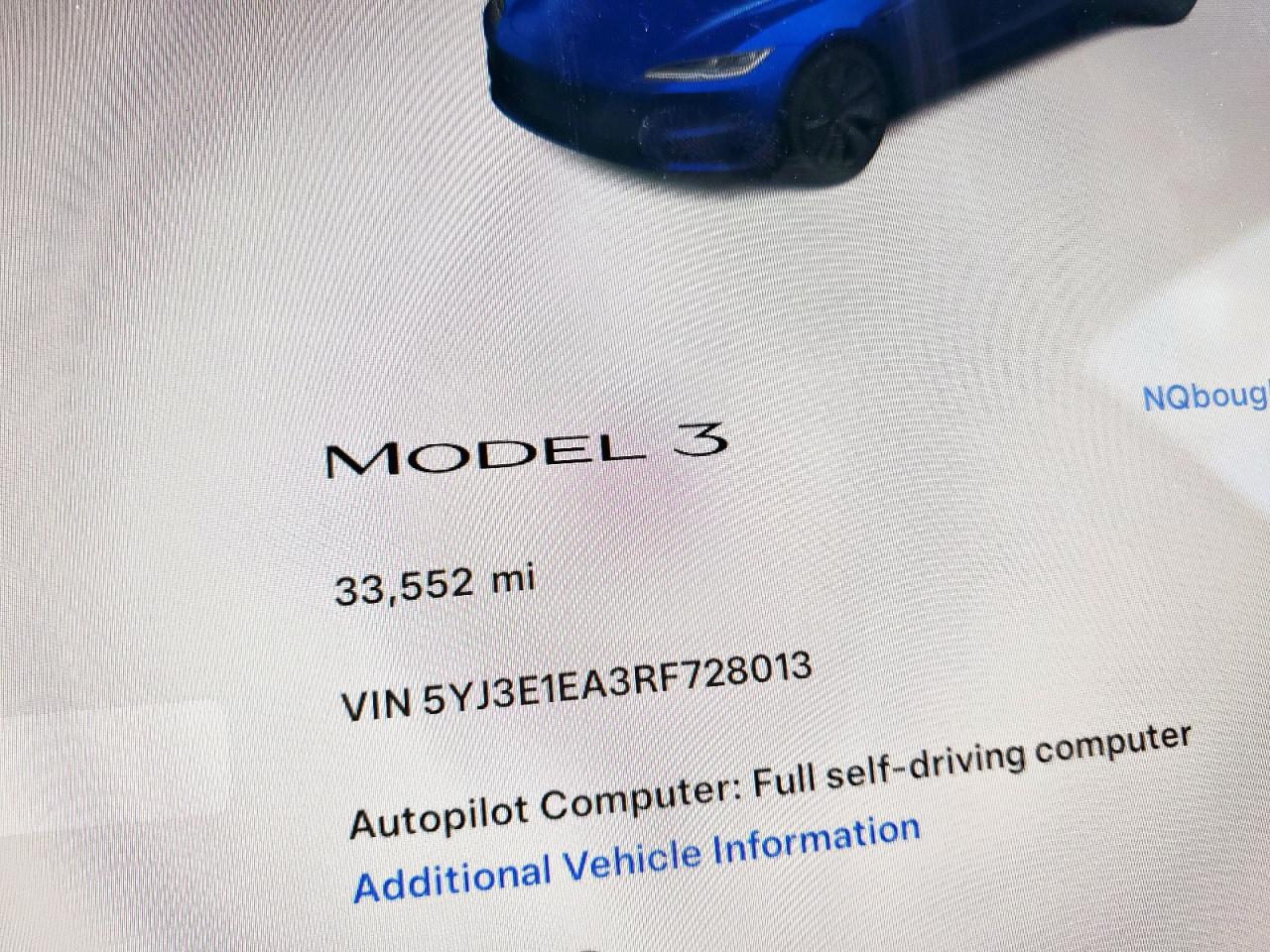 2024 Tesla Model 3 VIN: 5YJ3E1EA3RF728013 Lot: 85557205