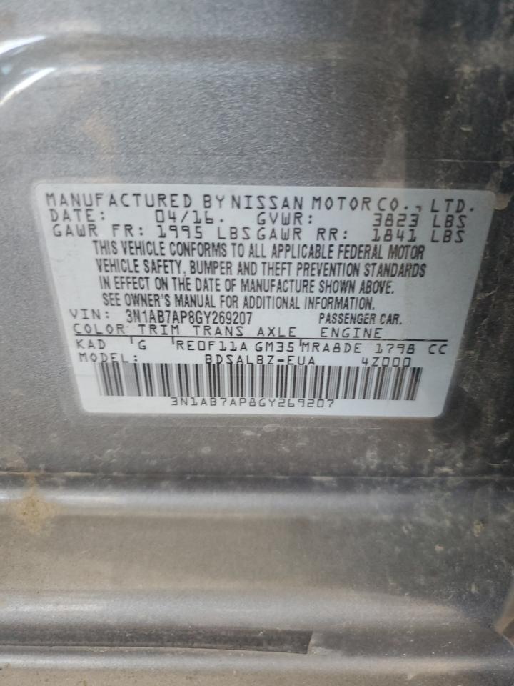 2016 Nissan Sentra S VIN: 3N1AB7AP8GY269207 Lot: 81972865