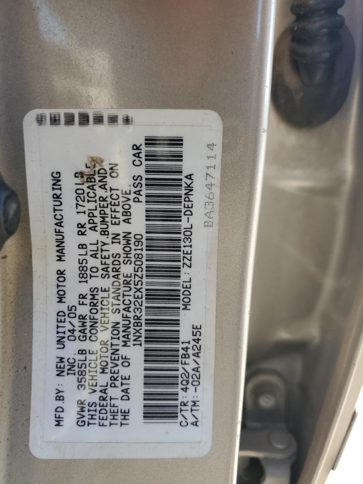 2005 Toyota Corolla Ce VIN: 1NXBR32EX5Z508190 Lot: 85543525