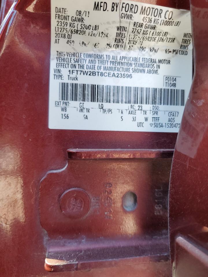 2012 Ford F250 Super Duty VIN: 1FT7W2BT8CEA23596 Lot: 86863145