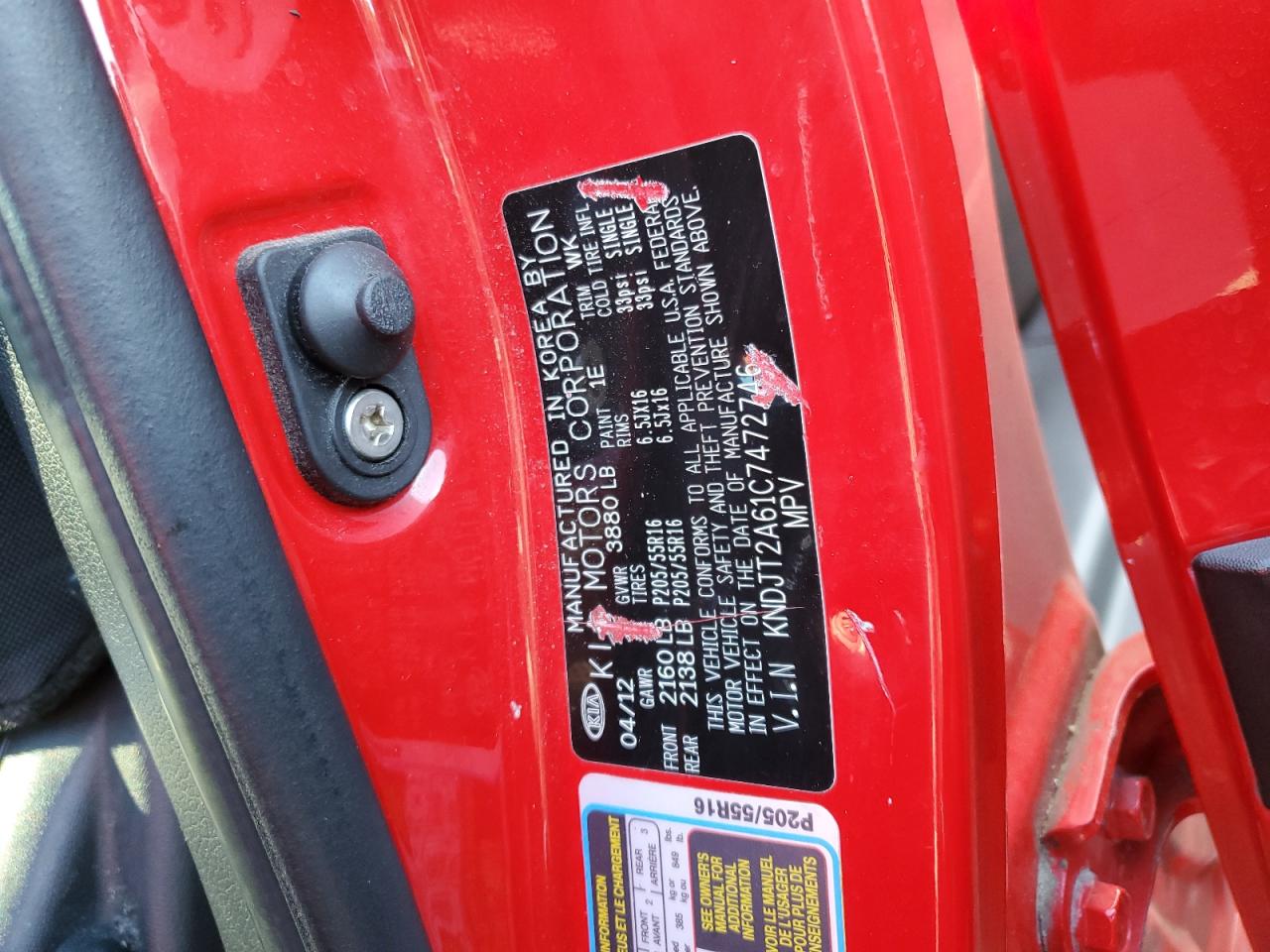 2012 Kia Soul + VIN: KNDJT2A61C7472746 Lot: 82386025