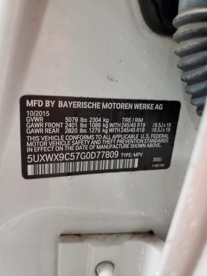 2016 BMW X3 xDrive28I VIN: 5UXWX9C57G0D77809 Lot: 85297925