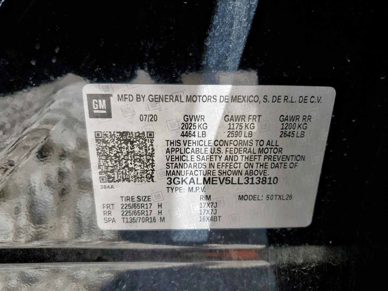 2020 GMC Terrain Sle VIN: 3GKALMEV5LL313810 Lot: 90684535