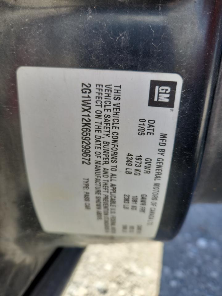 2005 Chevrolet Monte Carlo Lt VIN: 2G1WX12K659299672 Lot: 91042675