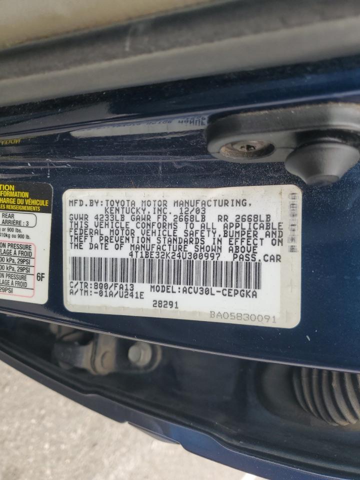 2004 Toyota Camry Le VIN: 4T1BE32K24U300997 Lot: 84366275