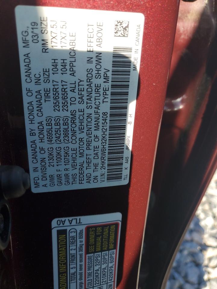 2019 Honda Cr-V Lx VIN: 2HKRW6H32KH215408 Lot: 81433365