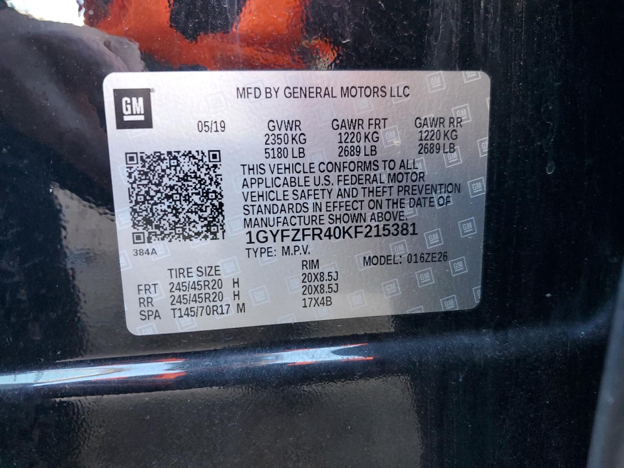 2019 Cadillac Xt4 Sport VIN: 1GYFZFR40KF215381 Lot: 86124115