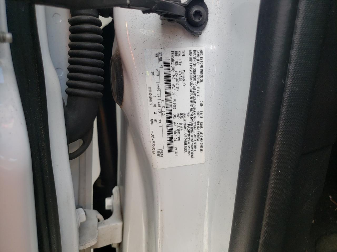 2018 Ford Focus Se VIN: 1FADP3F21JL319761 Lot: 85256715