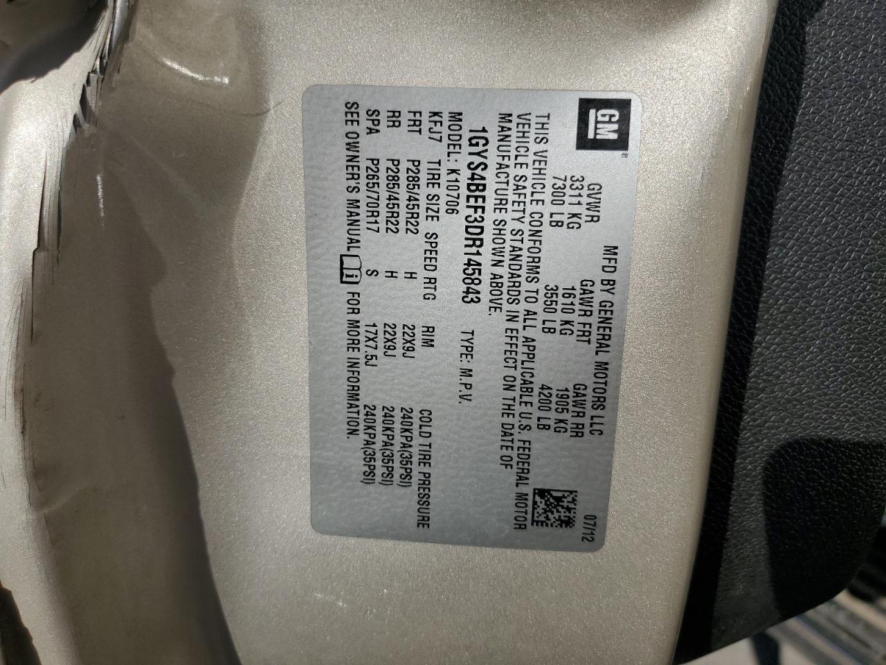 2013 Cadillac Escalade Luxury VIN: 1GYS4BEF3DR145843 Lot: 82412465