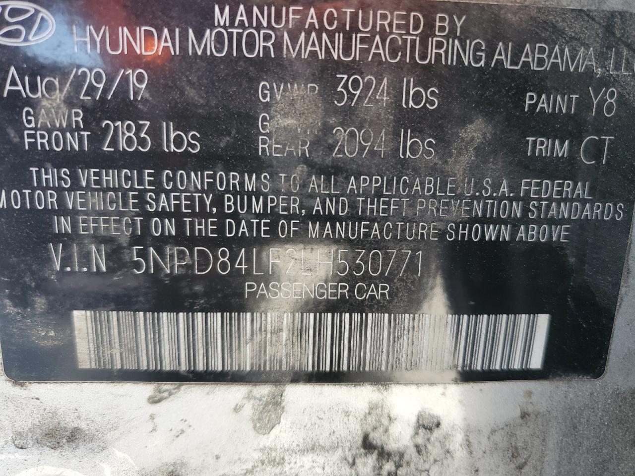 2020 Hyundai Elantra Sel VIN: 5NPD84LF2LH530771 Lot: 86139215