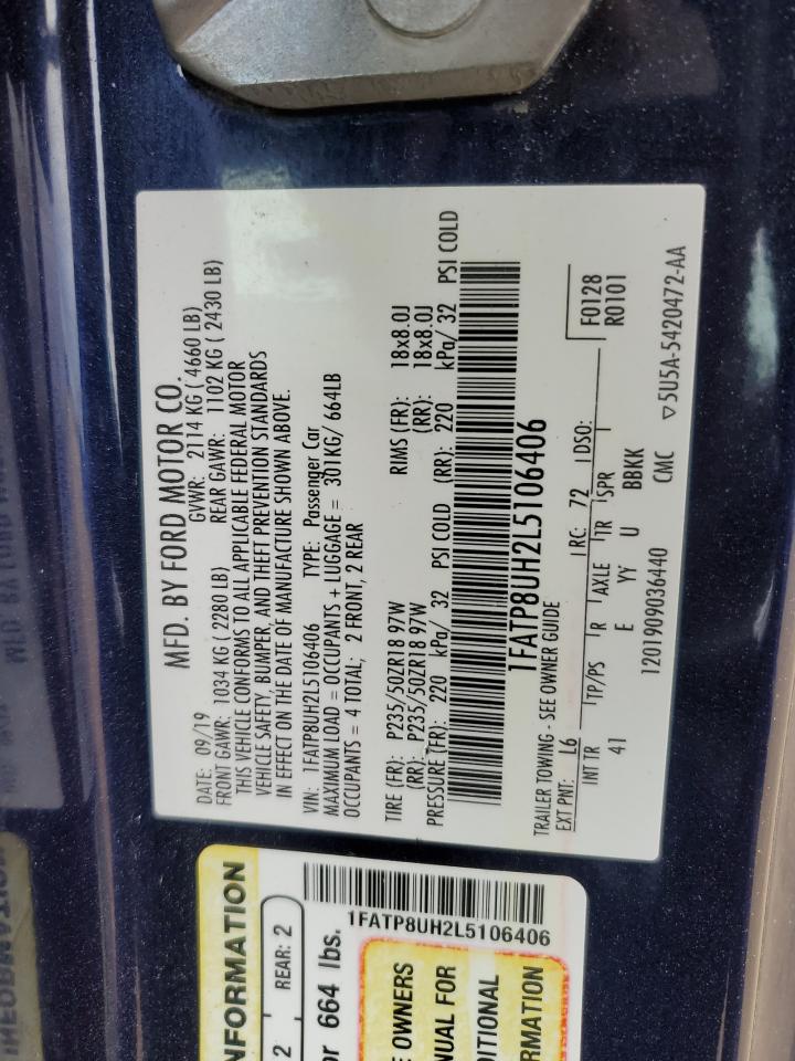 2020 Ford Mustang VIN: 1FATP8UH2L5106406 Lot: 86512095