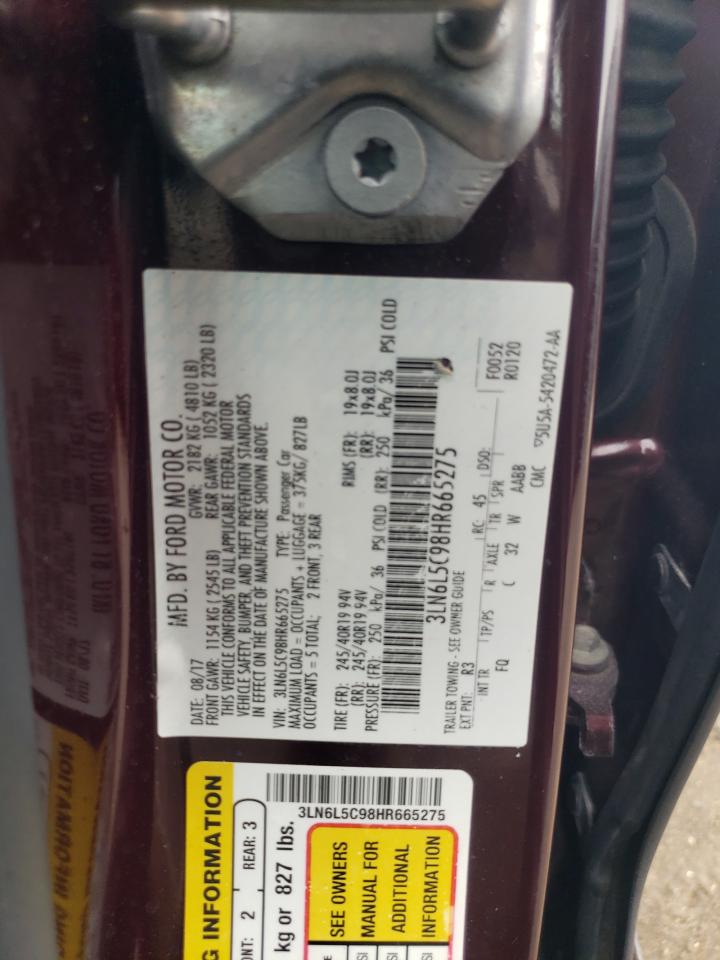 2017 Lincoln Mkz Select VIN: 3LN6L5C98HR665275 Lot: 90110005