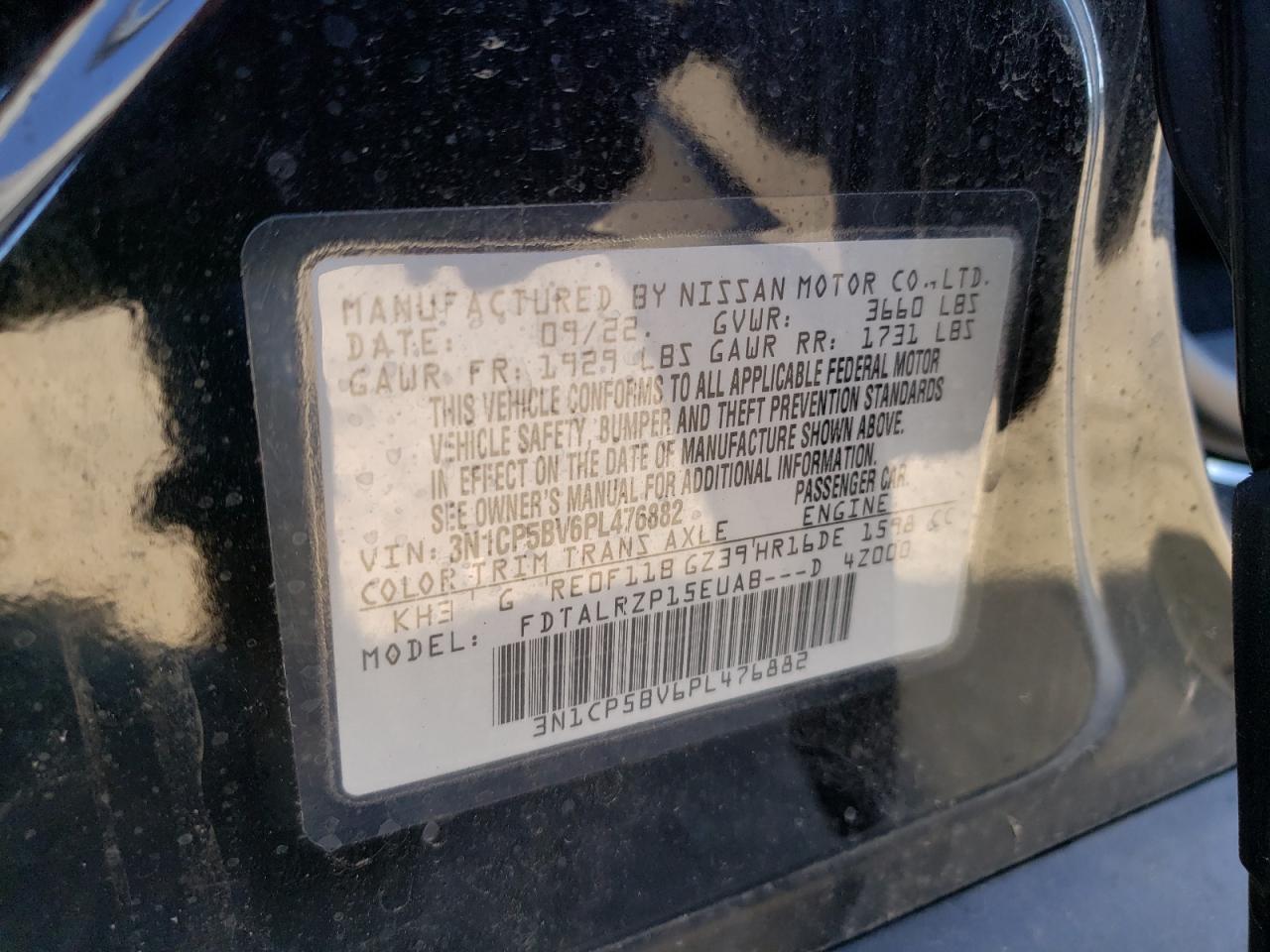 2023 Nissan Kicks S VIN: 3N1CP5BV6PL476882 Lot: 86118345