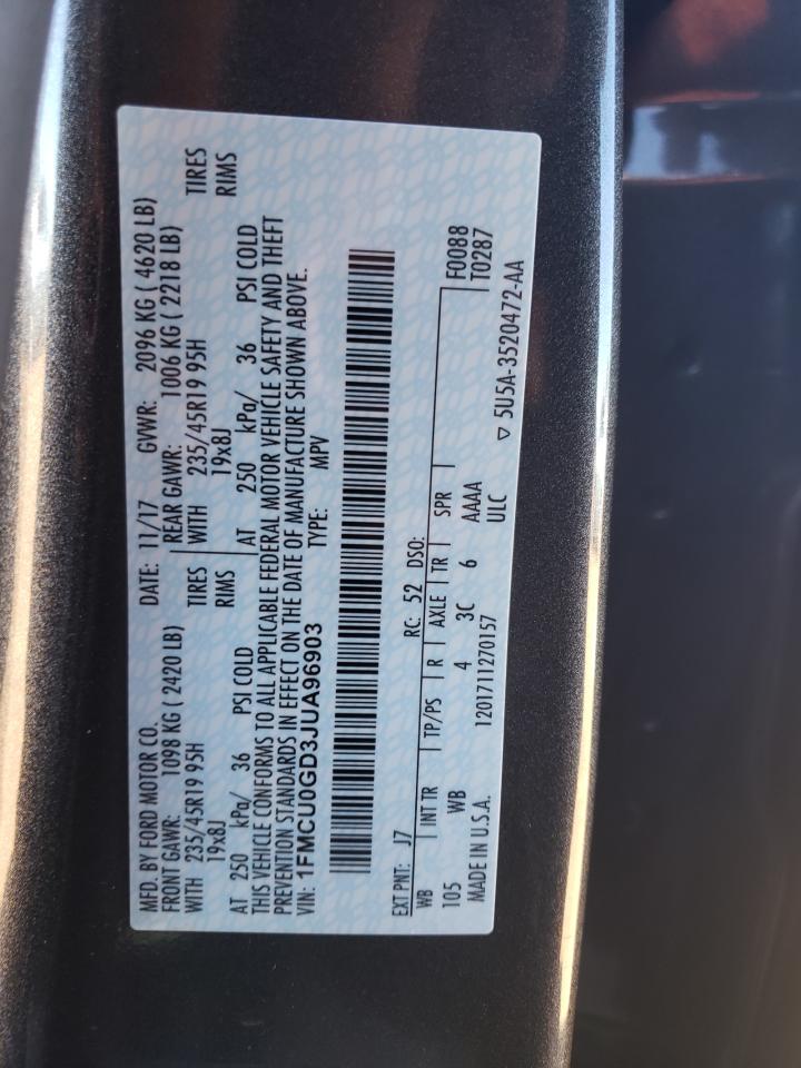 2018 Ford Escape Se VIN: 1FMCU0GD3JUA96903 Lot: 89679425