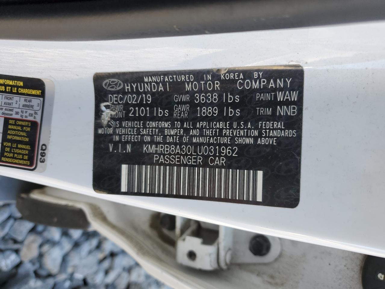 2020 Hyundai Venue Se VIN: KMHRB8A30LU031962 Lot: 83852655