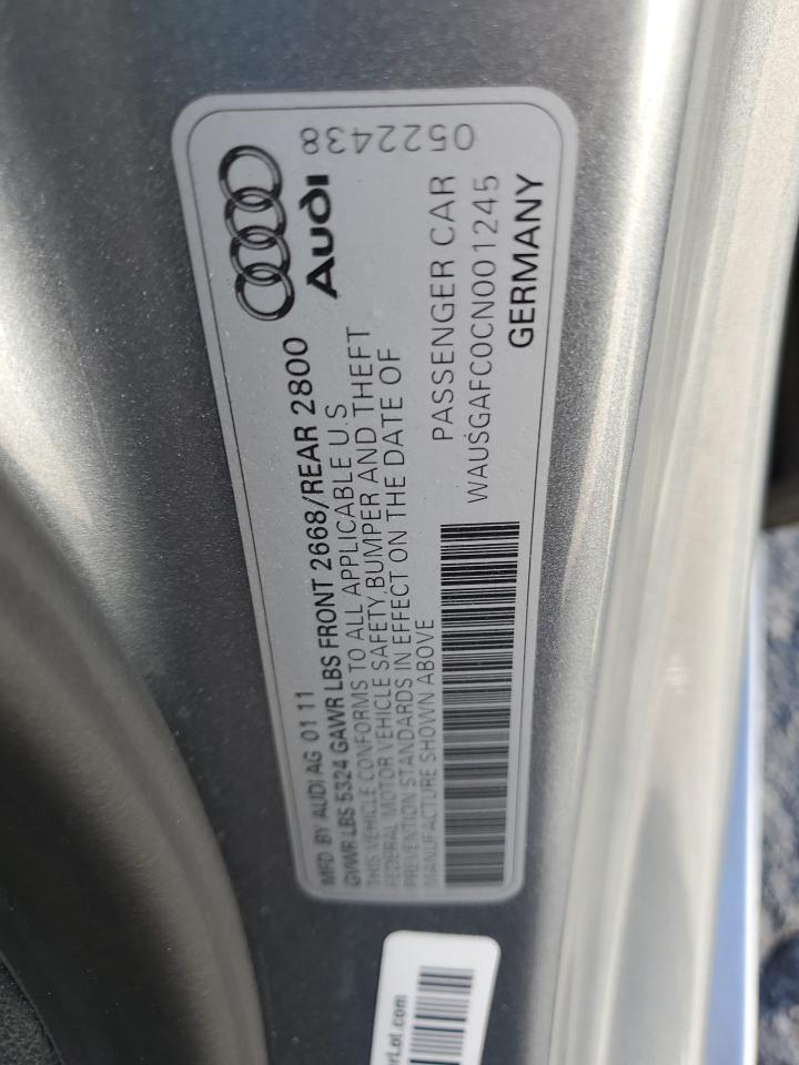 2012 Audi A7 Prestige VIN: WAUSGAFC0CN001245 Lot: 87295205