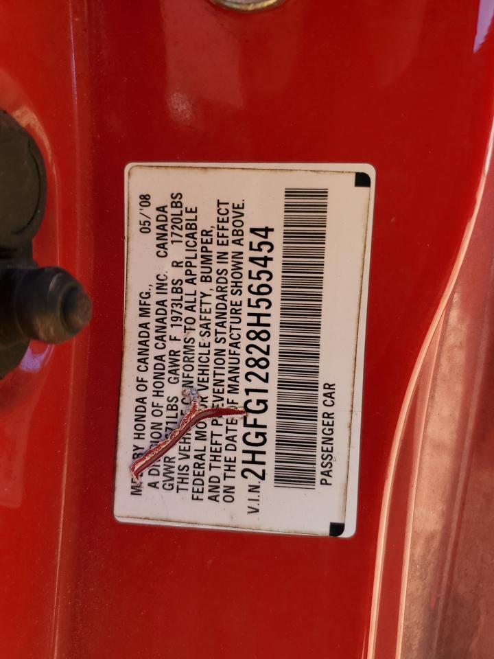 2008 Honda Civic Ex VIN: 2HGFG12828H565454 Lot: 87427635