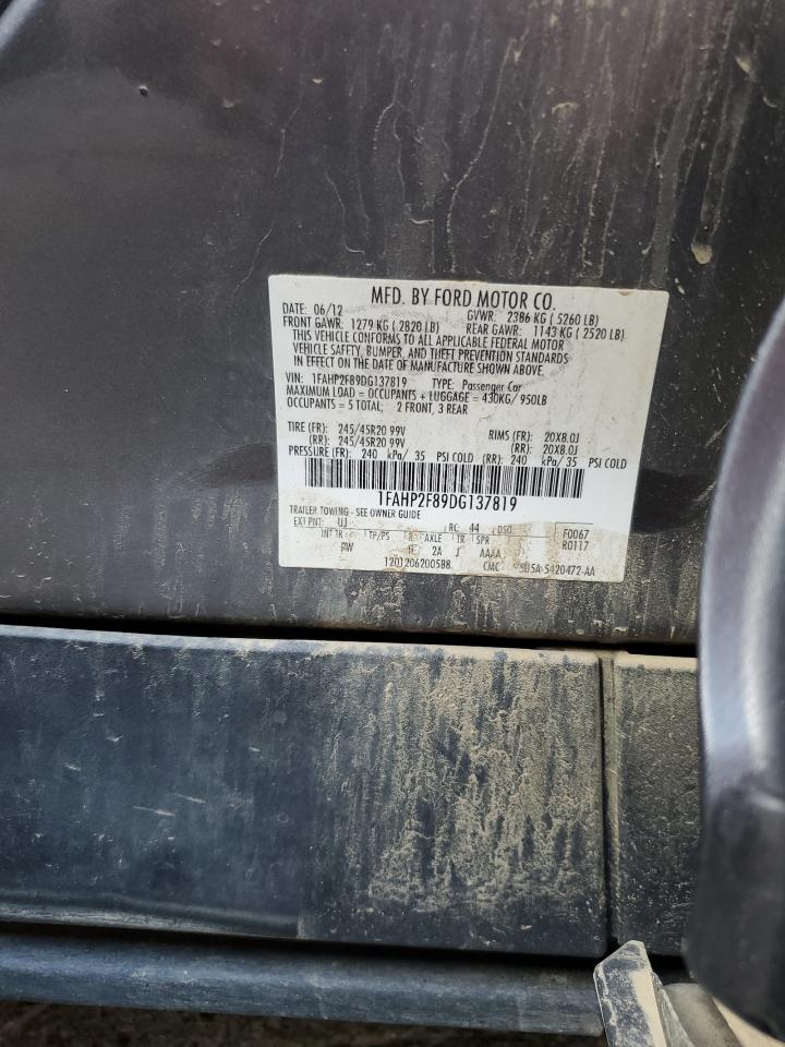 2013 Ford Taurus Limited VIN: 1FAHP2F89DG137819 Lot: 86271785