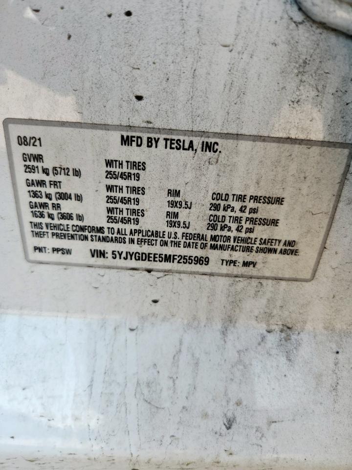 2021 Tesla Model Y VIN: 5YJYGDEE5MF255969 Lot: 84272915