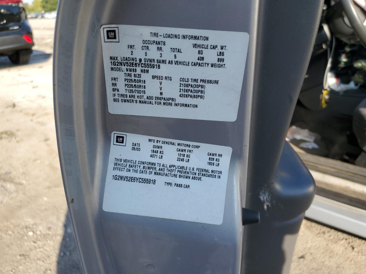 2000 Pontiac Grand Am Gt1 VIN: 1G2NV52E6YC555918 Lot: 85139475