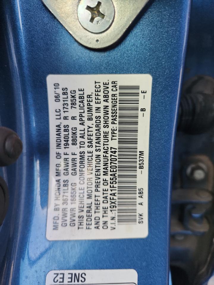 2010 Honda Civic Lx VIN: 19XFA1F55AE070747 Lot: 82320955