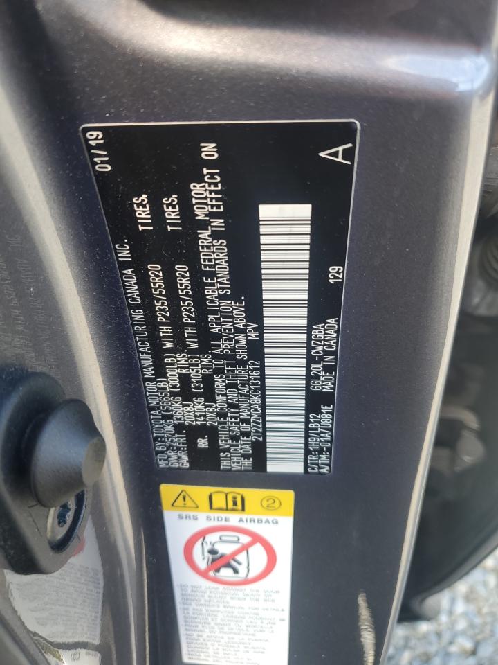 2019 Lexus Rx 350 Base VIN: 2T2ZZMCA8KC131612 Lot: 84372225