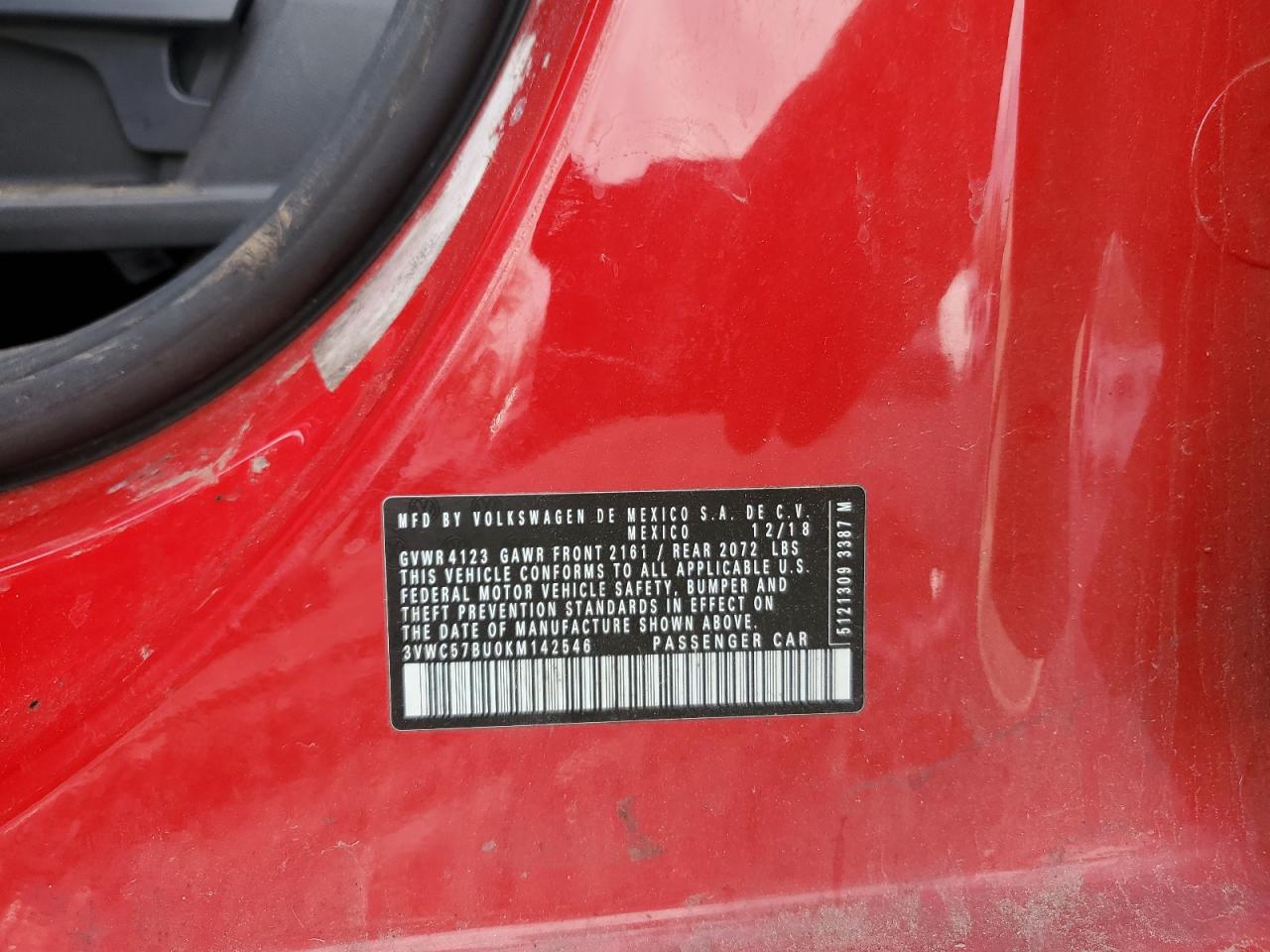 2019 Volkswagen Jetta S VIN: 3VWC57BU0KM142546 Lot: 84245925