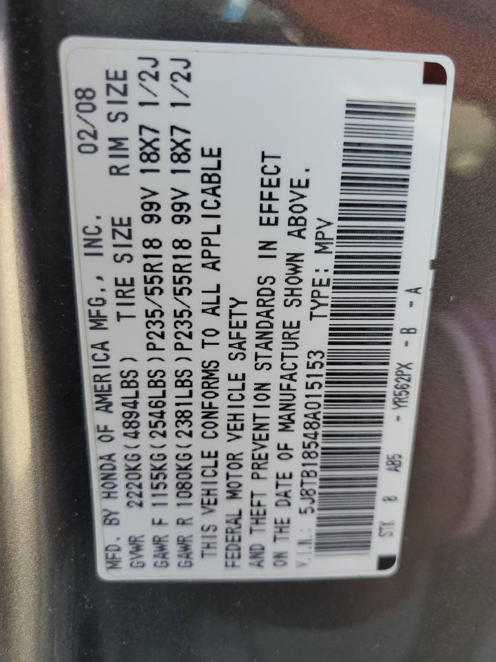2008 Acura Rdx Technology VIN: 5J8TB18548A015153 Lot: 84623955