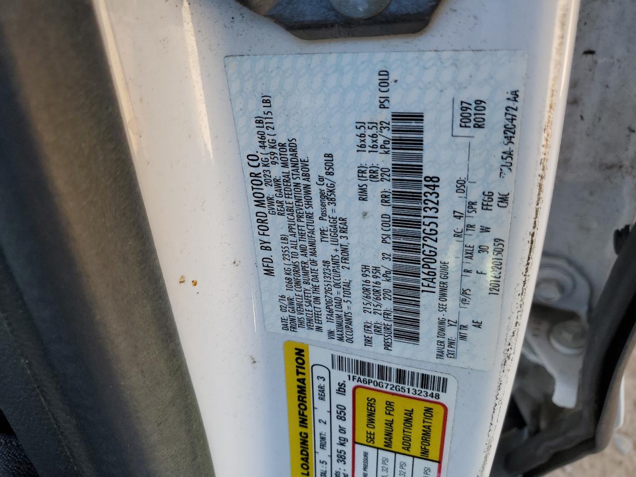 2016 Ford Fusion S VIN: 1FA6P0G72G5132348 Lot: 82685105