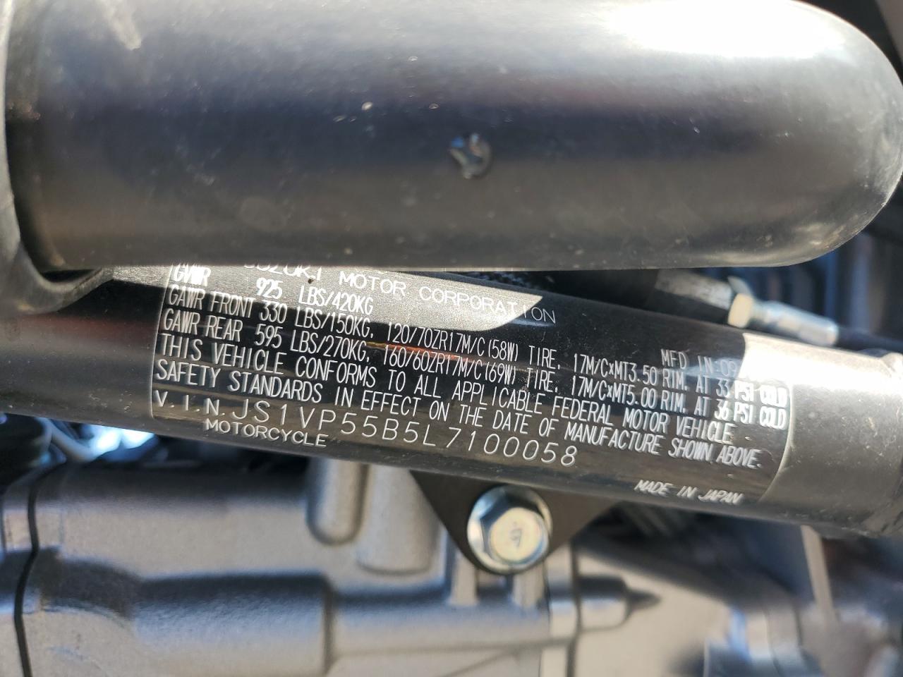 2020 Suzuki Sv650 A VIN: JS1VP55B5L7100058 Lot: 87404635