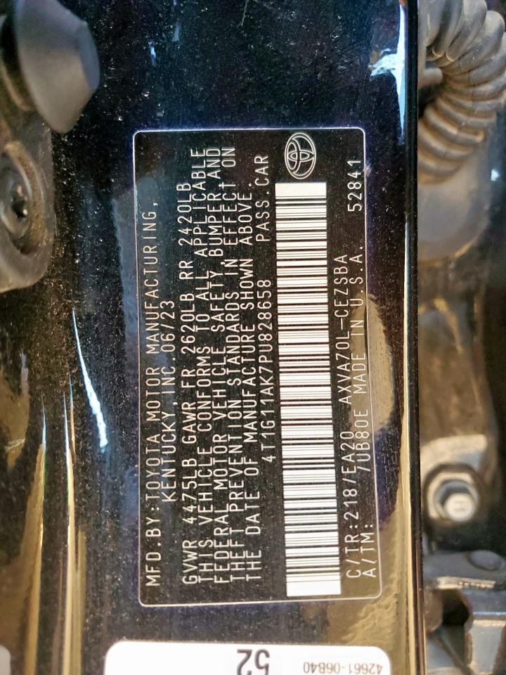 2023 Toyota Camry Se Night Shade VIN: 4T1G11AK7PU828658 Lot: 82341905