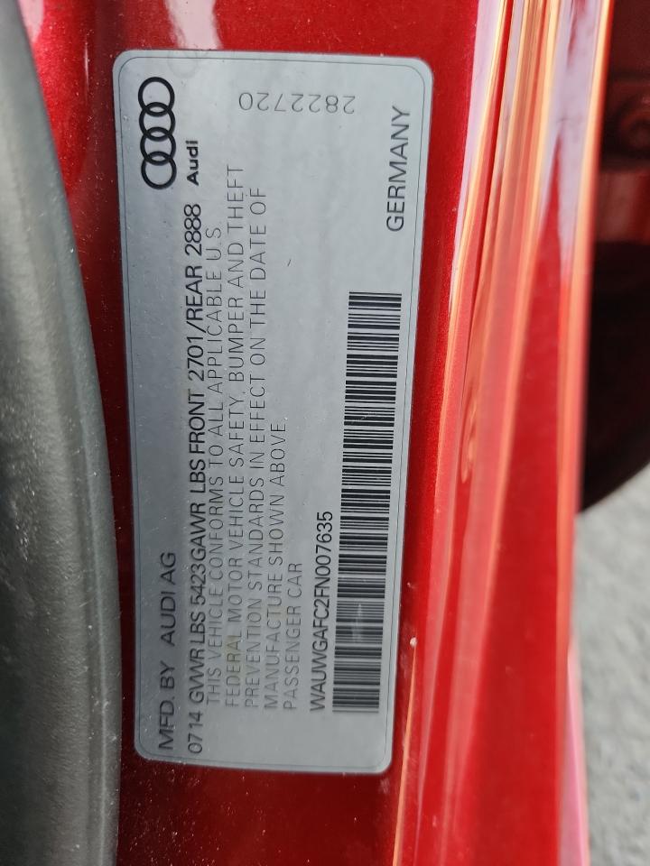 2015 Audi A7 Premium Plus VIN: WAUWGAFC2FN007635 Lot: 82623825