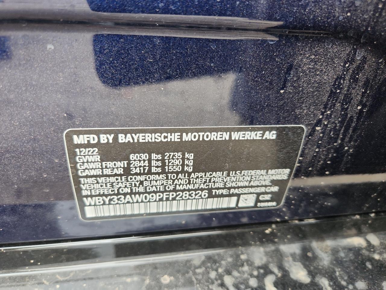 2023 BMW I4 M50 VIN: WBY33AW09PFP28326 Lot: 85679205