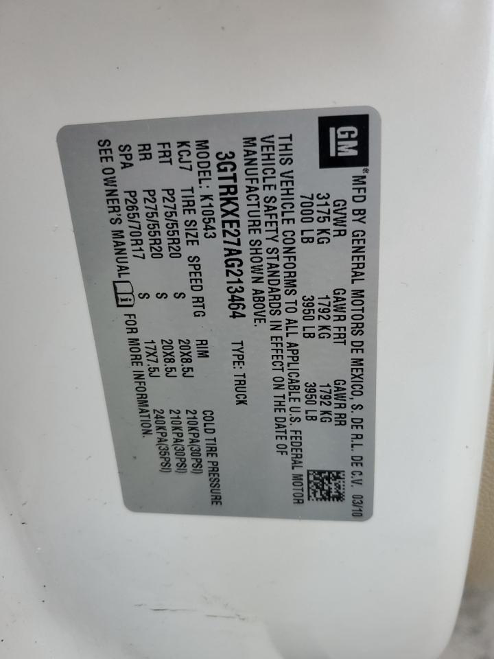 2010 GMC Sierra K1500 Denali VIN: 3GTRKXE27AG213464 Lot: 90520695