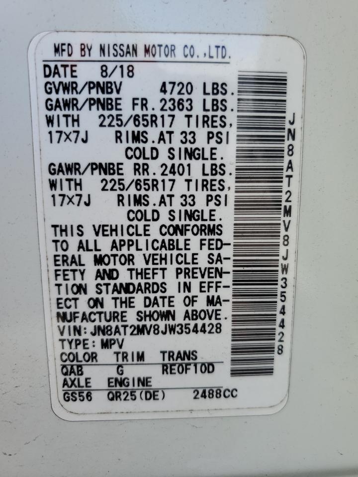 2018 Nissan Rogue S VIN: JN8AT2MV8JW354428 Lot: 85084315