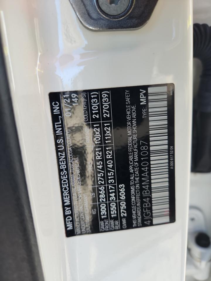 2021 Mercedes-Benz Gle 350 VIN: 4JGFB4JB4MA401087 Lot: 85324725