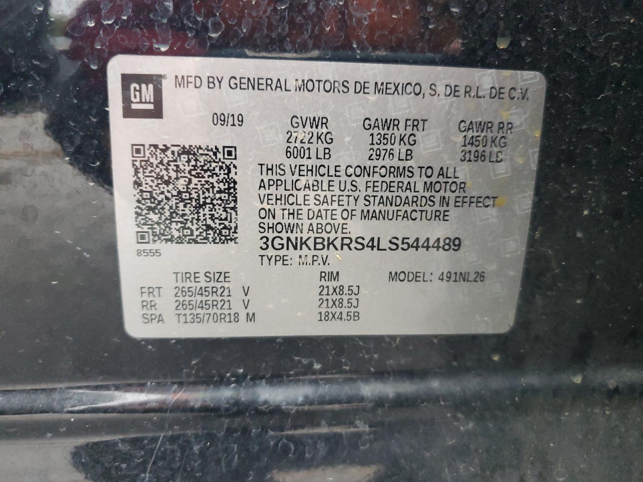 2020 Chevrolet Blazer Rs VIN: 3GNKBKRS4LS544489 Lot: 82692055