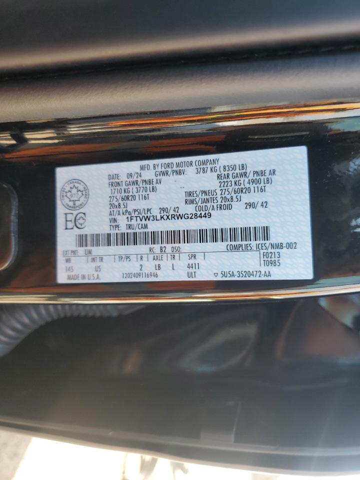 2024 Ford F150 Lightning Xlt VIN: 1FTVW3LKXRWG28449 Lot: 85862565