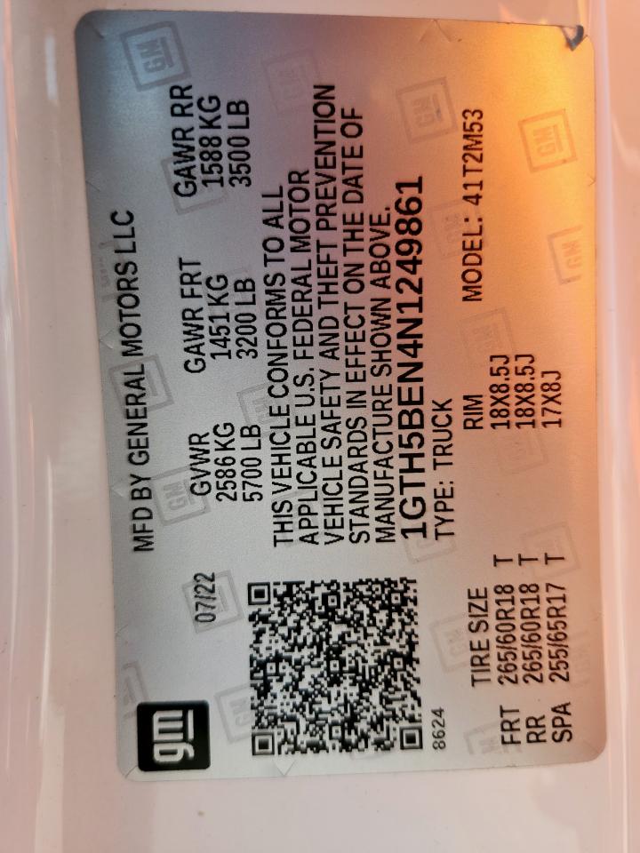 2022 GMC Canyon Elevation VIN: 1GTH5BEN4N1249861 Lot: 86139915